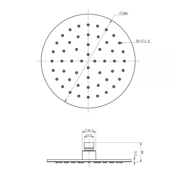 JTP Inox Stainless Steel 200mm Slim Ceiling Mounted Round Shower Head #2