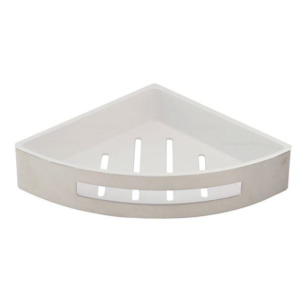 JTP Inox Stainless Steel Corner Basket with White Insert