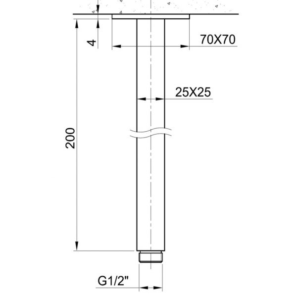 JTP Inox Stainless Steel 200mm Square Ceiling Mounted Shower Arm #2