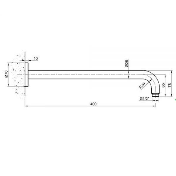 JTP Inox Stainless Steel 400mm Round Wall Mounted Shower Arm #2