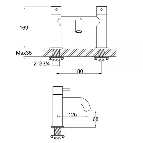 JTP Inox Stainless Steel Deck Mounted Bath Filler Tap #2
