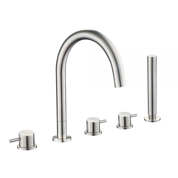 JTP Inox Stainless Steel 5 Hole Deck Mounted Bath Shower Mixer Tap