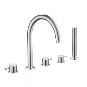 JTP Inox Stainless Steel 5 Hole Deck Mounted Bath Shower Mixer Tap