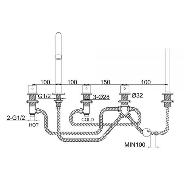 JTP Inox Stainless Steel 5 Hole Deck Mounted Bath Shower Mixer Tap #2