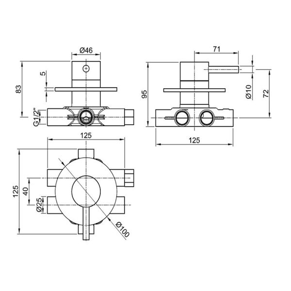 JTP Inox Stainless Steel 4 Way Diverter #2