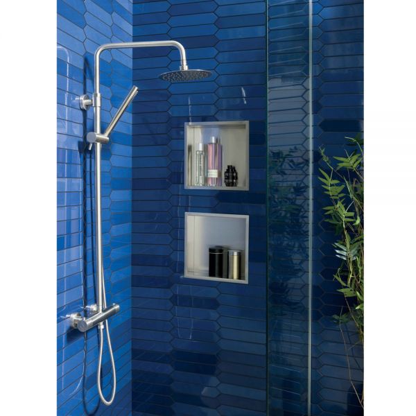 JTP Inox Stainless Steel Thermostatic Exposed Bar Shower Valve Kit with Adjustable Riser #3