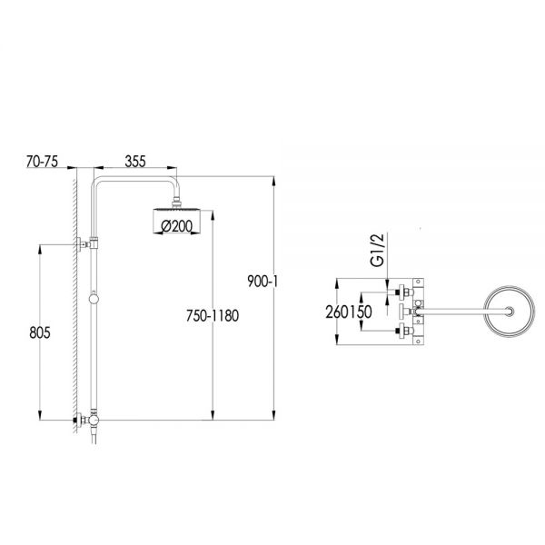 JTP Inox Stainless Steel Thermostatic Exposed Bar Shower Valve Kit with Adjustable Riser #2