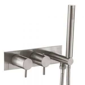 JTP Inox Stainless Steel Two Outlet Thermostatic Shower Valve with Handset Kit