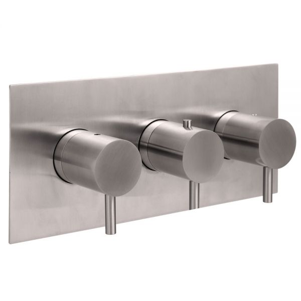 JTP Inox Stainless Steel Horizontal Three Outlet Thermostatic Shower Valve