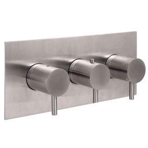JTP Inox Stainless Steel Horizontal Three Outlet Thermostatic Shower Valve