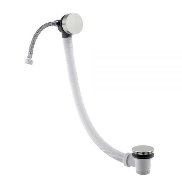 JTP Inox Stainless Steel Overflow Bath Filler with Click Clack Waste