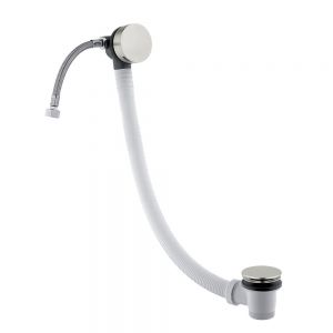 JTP Inox Stainless Steel Overflow Bath Filler with Click Clack Waste