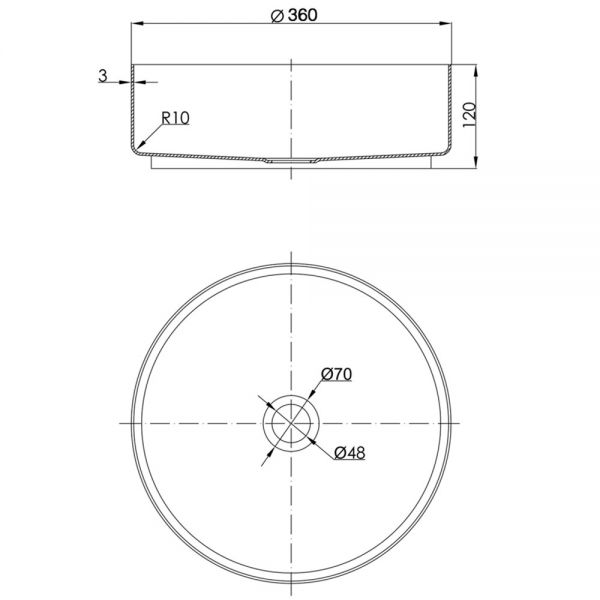 JTP Inox Stainless Steel Round Countertop Basin 360 x 360mm #2