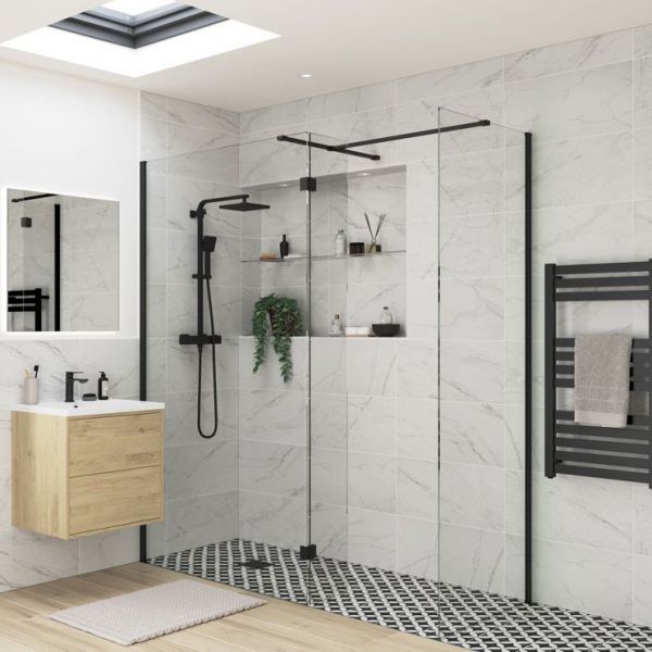 Moods Splash Black 8mm Wet Room Panel 800 Wide #5