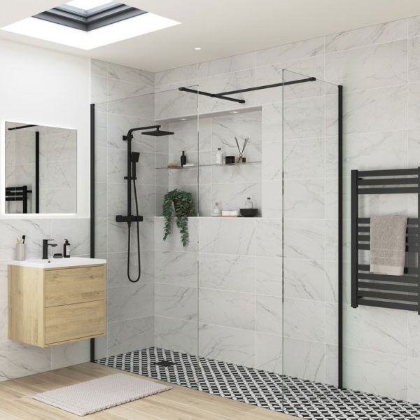 Moods Splash Black 8mm Wet Room Panel 800 Wide #4