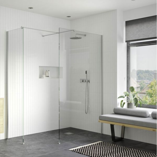 Moods Splash Chrome 8mm Wet Room Panel 1200 Wide #5