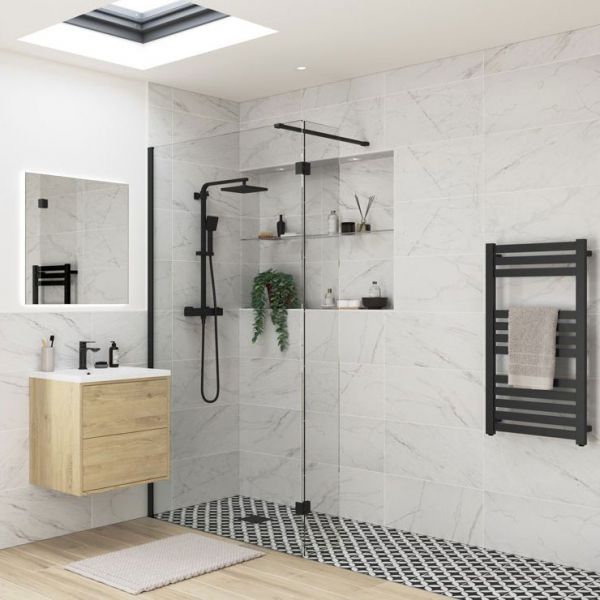 Moods Splash Black 8mm Wet Room Panel 800 Wide #3