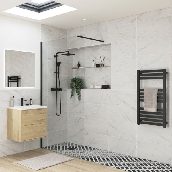 Moods Splash Black 8mm Wet Room Panel 800 Wide #2