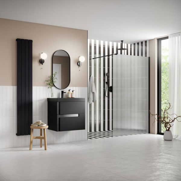 Moods Splash Black 8mm Fluted Wet Room Panel 800 Wide #2
