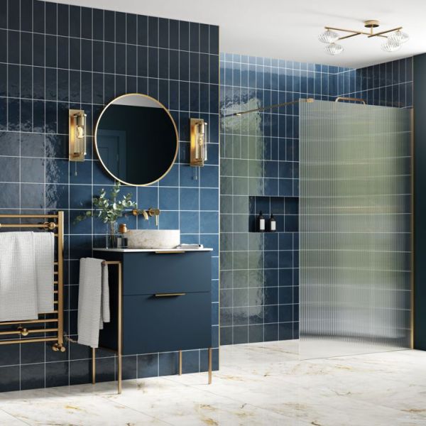 Moods Splash Brushed Brass 8mm Fluted Wet Room Panel 1200 Wide #2