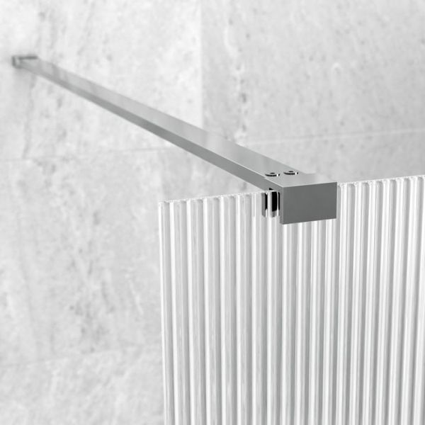 Moods Splash Chrome 8mm Fluted Wet Room Panel 800 Wide #3