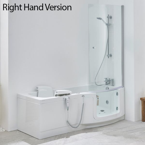 Indiana 1700 Easy Access Walk In Shower Bath with Glass Door Powered Seat and Bath Screen #2