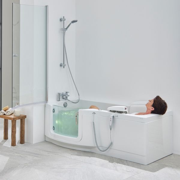Indiana 1700 Easy Access Walk In Shower Bath with Glass Door Powered Seat and Bath Screen #5