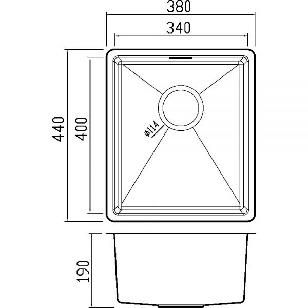 Clearwater Jazz 1 Bowl Undermount Stainless Steel Kitchen Sink 380 x 440 #2