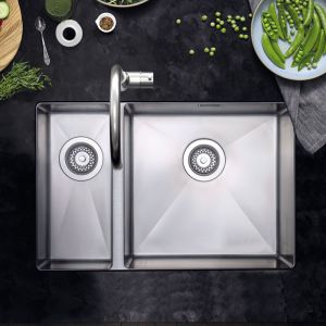 Clearwater Jazz 1.5 Bowl Undermount Stainless Steel Kitchen Sink with Right Hand Main Bowl 660 x 440