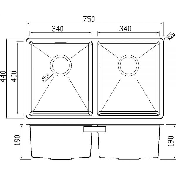 Clearwater Jazz 2 Bowl Undermount Stainless Steel Kitchen Sink 750 x 440 #2