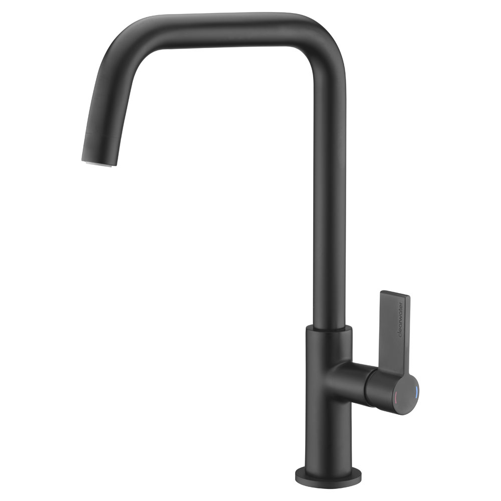 Clearwater Jovian U Single Lever Matt Black Monobloc Kitchen Sink Mixer
