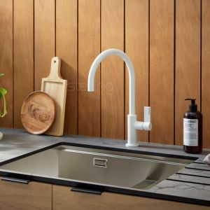 Clearwater Jovian Single Lever Matt White Monobloc Kitchen Sink Mixer Tap