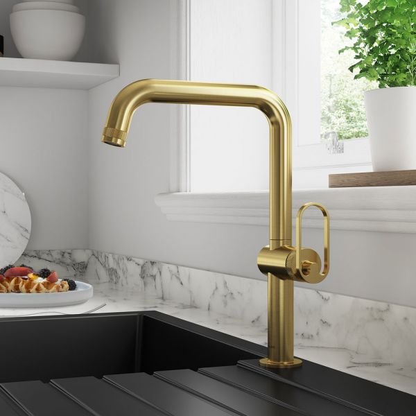 Clearwater Juno Single Lever Brushed Brass Monobloc Kitchen Sink Mixer Tap #2