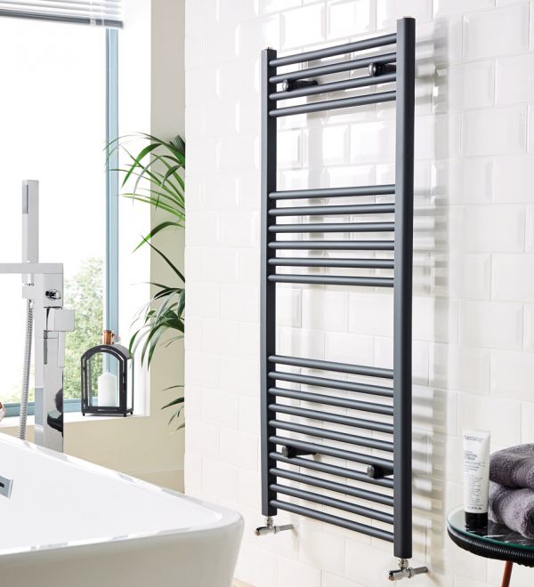 Kartell K RAIL Straight Anthracite Towel Rail 600mm x 1200mm White