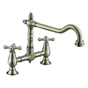 Bristan Colonial Antique Bronze Deck Mounted Bridge Kitchen Mixer Tap K BRSNK ABRZ