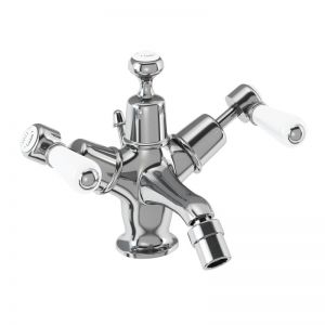 Burlington Kensington Chrome Mono Bidet Mixer Tap With White Handles KE13
