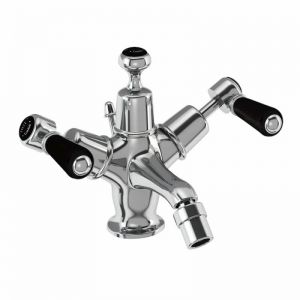 Burlington Kensington Chrome Mono Bidet Mixer Tap With Black Handles KE13 BLA