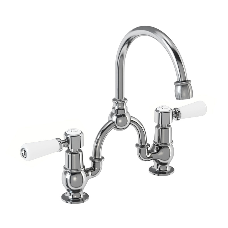 Burlington Kensington Chrome Arched 2 Hole Basin Mixer Tap With White Handles Ke27 Burl - 2 Hole Bathroom Sink Taps Burlington Kensington Chrome Arched 2 Hole Basin Mixer Tap With White Handles Ke27 Burl - 2 Hole Bathroom Sink Taps