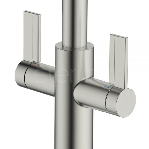 Clearwater Kira Double Lever Brushed Nickel Monobloc Kitchen Sink Mixer Tap #2