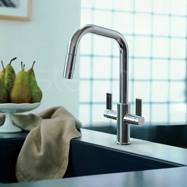 Clearwater Kira Double Lever Chrome Monobloc Kitchen Sink Mixer Tap #3