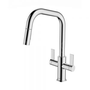 Clearwater Kira Double Lever Chrome Monobloc Kitchen Sink Mixer Tap