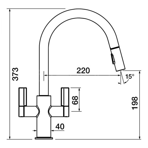 Clearwater Kira Double Lever C Spout Matt Black Monobloc Kitchen Sink Mixer Tap #5