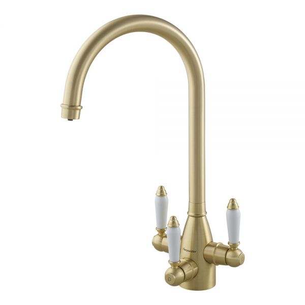 Clearwater Krypton Tri Spar C Brushed Brass Filtered Water Kitchen Sink Mixer Tap