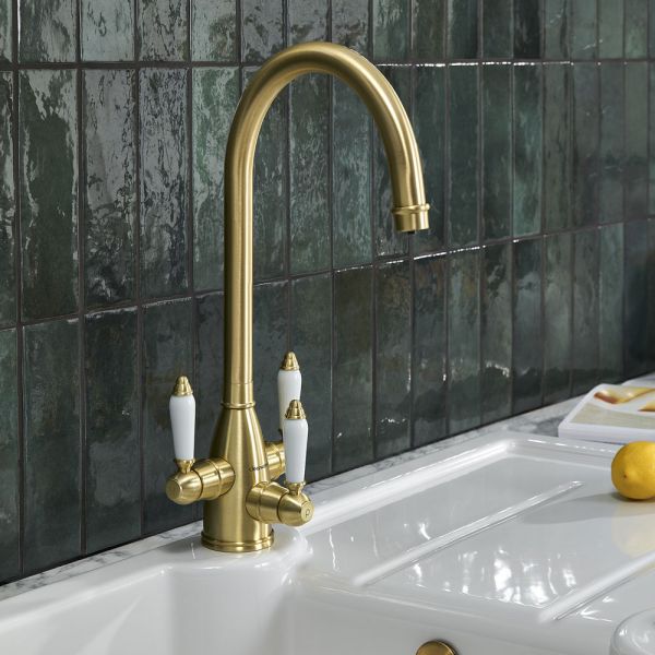 Clearwater Krypton Tri Spar C Brushed Brass Filtered Water Kitchen Sink Mixer Tap #2