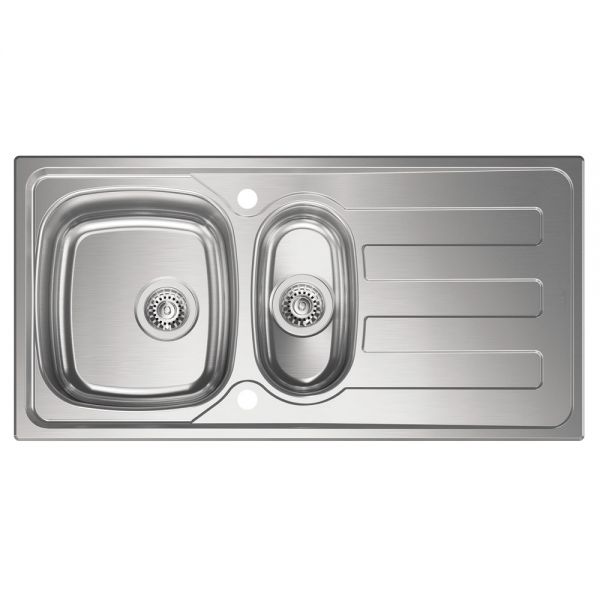 Clearwater Kudos 1.5 Bowl Inset Stainless Steel Kitchen Sink with Drainer 1000 x 500