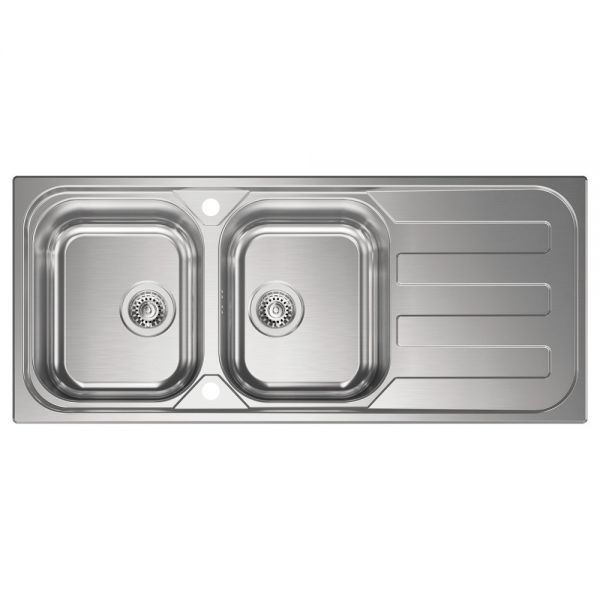 Clearwater Kudos 2 Bowl Inset Stainless Steel Kitchen Sink with Drainer 1160mm x 500mm