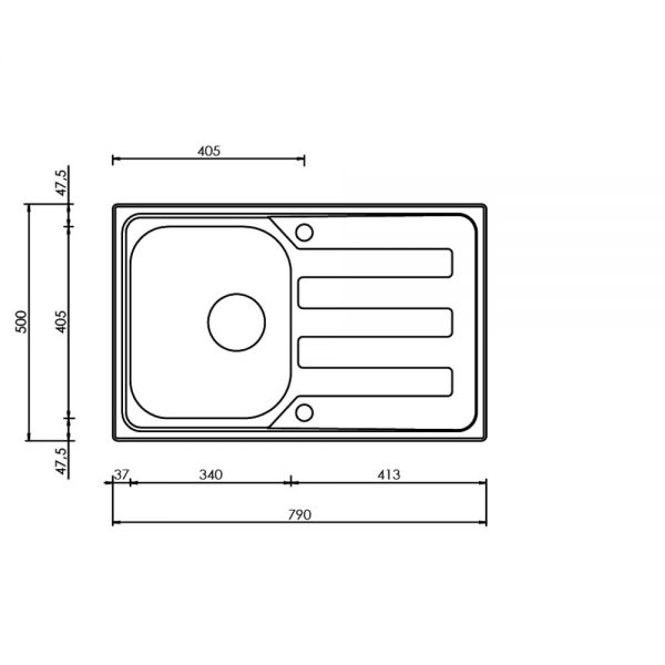 Clearwater Kudos 1 Small Bowl Inset Stainless Steel Kitchen Sink with Drainer 790 x 500 #2