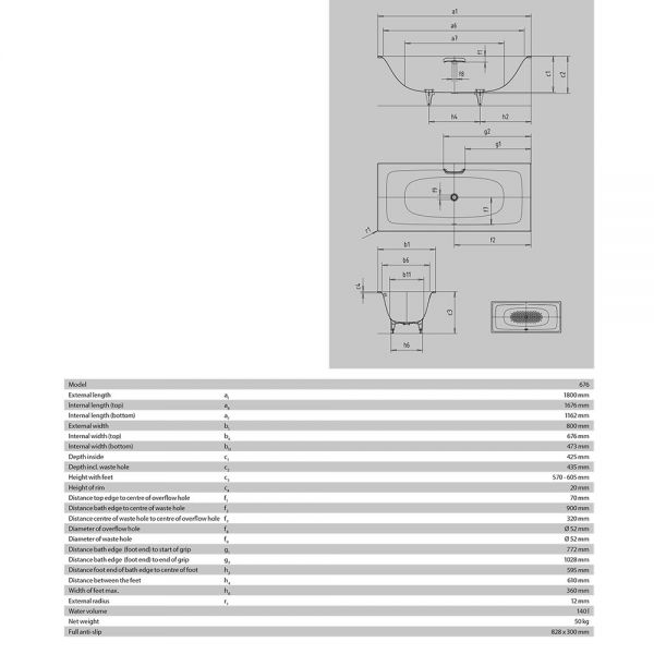 Kaldewei Silenio Double Ended Steel Bath 1800mm x 800mm 0 Tap Hole #3
