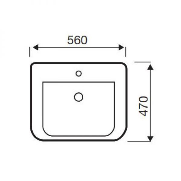Kartell Kameo 560 x 470mm One Tap Hole Semi Recessed Basin #2