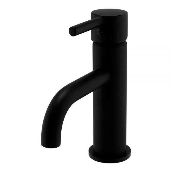 Kartell Nero Round Matt Black Mono Basin Mixer Tap